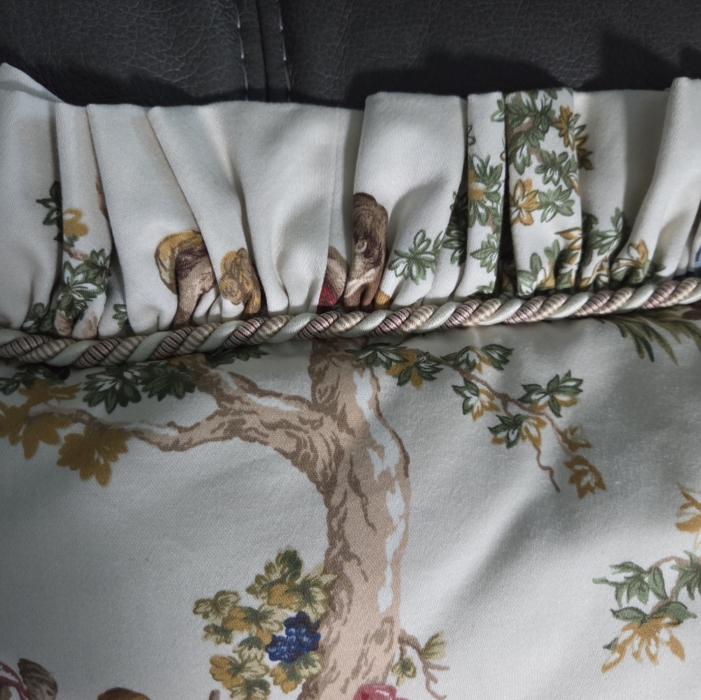 French Country Toile Ruffled Throw Pillows with Rustic Scene - Picture 7 of 17